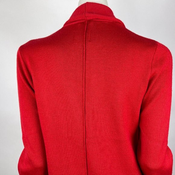 Anthropologie HWR Monogram Owen Red Long‎ Cardigan Wool Button-up Sweater Women - Picture 9 of 14